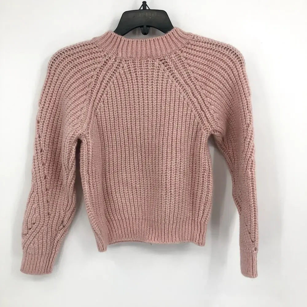 BARDOT JUNIOR Girl's Cozy Cable Knit Crewneck Sweater Size 14 Pink Potpourri NWT